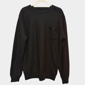 The North Pole Waffle Knit Sweater Faux Suede Details‎ Size XL Black